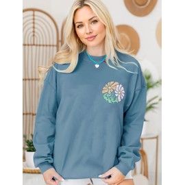 OCURHU Women Christian Sweatshirts Give Thanks To Ther Lord For He Is Good Bible Verse Inspirational Pullovers Light Blue L