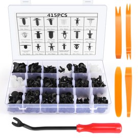 Flytuo 415 Pcs Car Retainer Clips & Fastener Remover - 18 Most Popular Sizes Auto Push Pin Rivets Set -Door Trim Panel Clips for GM Ford Toyota Honda Chrysler