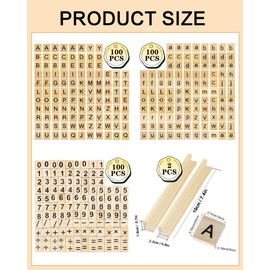 300 Pieces Wooden Letters Small Set, Scrabble Letters Wood with Numbers and 2 Letter Holders, Scrabble English Alphabet A to Z, Ideal for Crafts, Learning, Board Games (Letters + Numbers + Wooden