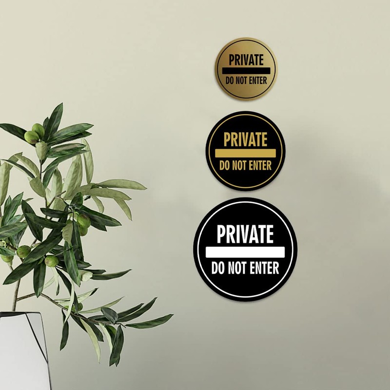 Signos ByLITA Circle Private Do Not Enter - Letrero (negro)