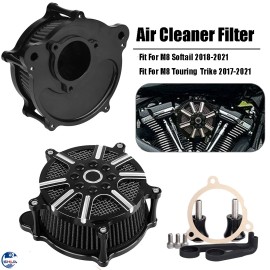 Unbranded CNC Cut Air Cleaner Intake Filter Kit For Harley M8 Touring Softail Trike 17-21