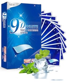 28PCS Tiras Blanqueadoras Dentales 9D, Teeth Whitening strips Anti-Deslizantes, Sabor Menta Refresca Respiración, Blanquear los Dientes de Forma Rápid