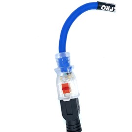 UltraXtreme Hi-Flex All Weather Illuminated LOCKING /25 FT LOCKING, 12AWG/ Extension Cord SJEOW Blue/TPE Cable-Heavy-Duty Industrial Grade