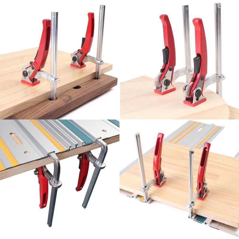 KETIPED 2 Pack Ratcheting Table Clamp, Quick Saw Track Clamps,
