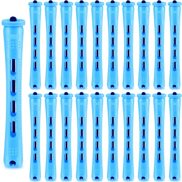 Pack of 60 Long Perm Rods, Plastic Hair Perm Rods, Cold Wave Rods, Curler Hair Styling Hairdressing Tool (Blue, 0.35 Inches)