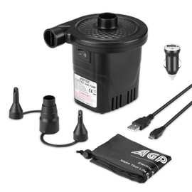 AGPTEK Electric Quick-Fill Air Pump, Rechargable Air Pump with 3 Nozzles of Different Sizes, Perfect for Air Mattress, Pool Float