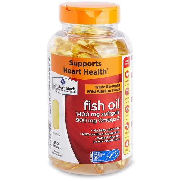 Member's Mark - Omega 3, Fish Oil 1400 mg (900 mg EPA/DHA), Enteric Coated, 150 Softgels