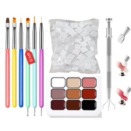 Sponge Pat Paint Nail Gel, 9 Colors Ombre Nails Gradient Gel Nail Blush Blooming Aura Nails Drawing Stripper Floral Painting Nail Art, No Wipe, UV/LED Curing (All-in-One Kit)