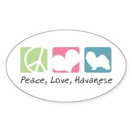 CafePress Peace, Love, Havanese Oval Car Bumper Sticker