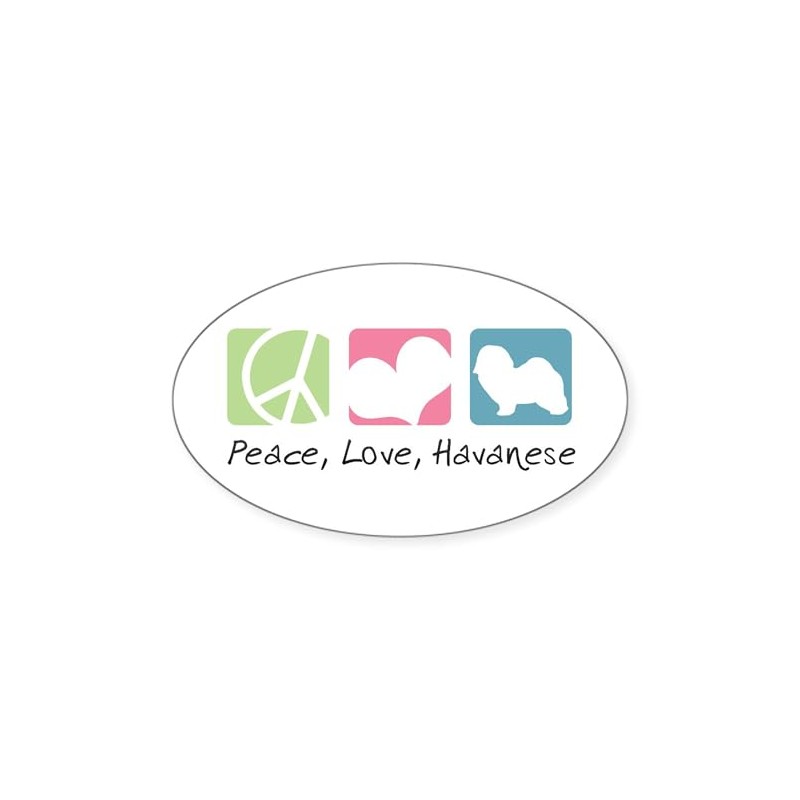 CafePress Peace, Love, Havanese Oval Car Bumper Sticker