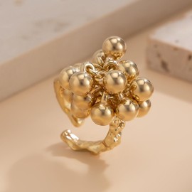 MYANAIL Creative Design Small Ball Ring for Women Men Trending Irregular Metal Open Finger Ring Couple Punk Jewelry (Gold)