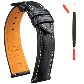 Gomvadr Leather Watch Strap Vegetable Tanned Top Grain Leather Strap, 16 18 19 20 21 22 mm Quick Release Replacement Straps, Leather, No Gemstone