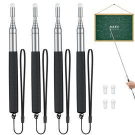 Uniclife 4 Pack Retractable Teacher Pointer Stick for Classroom Telescopic Whiteboard Pointer with Lanyards & Replacement Felt Heads Extendable Pointer for Teacher Coach Presenter Guide, up to 39.3"