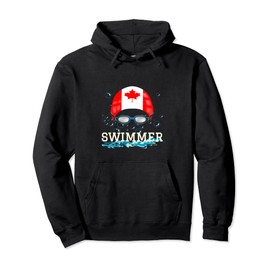 Swim Swimmer Hoodie Funny Swimming Cap Canada Flag Xmas Gift