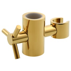 Tecmolog Adjustable Hand Held Shower Bracket Brass Shower Head Holder for 25mm O.D Shower Rod, Titanium Gold, ST38AJ