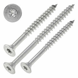 TX20 Chipboard Screws Stainless Steel A2 4.5 x 60 mm, Pack of 100 with Partial Thread, Rustproof, Torx, Countersunk Head, ETA Approval, Stainless Steel Screws