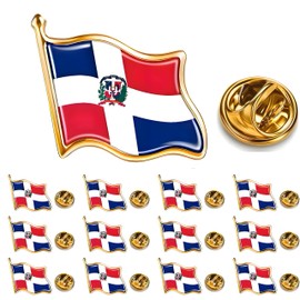 12/25/50pcs small metal Dominican flag lapel pin Dominican Republic Pin for Suit Jacket Dominica Flag Pins Bulk (100)