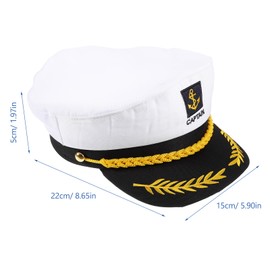 WOFASHPURET Yacht Captain Hat, Admiral Outfit Accessory, Sailor Captain Costume Hat Marine Admiral Adjustable Hat for Outdoor Men's Cap Sailor Scarf Yacht Accessories Ideal for Travel