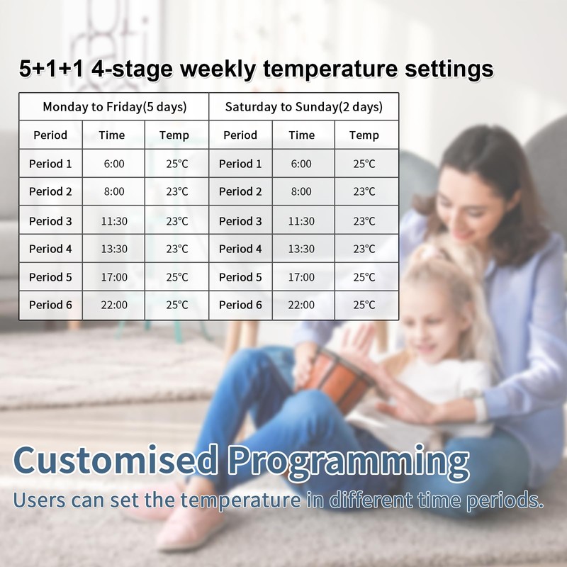 JIMEIDA Digital Programmable Thermostat Heating Black Floor Heating Chamber Constant