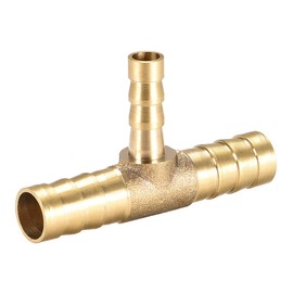 sourcing map 10mm X 6mm X 10mm Brass Hose Reducer Barb Fitting Tee T-Shaped 3 Way Barbed Connector Air Water Fuel Gas