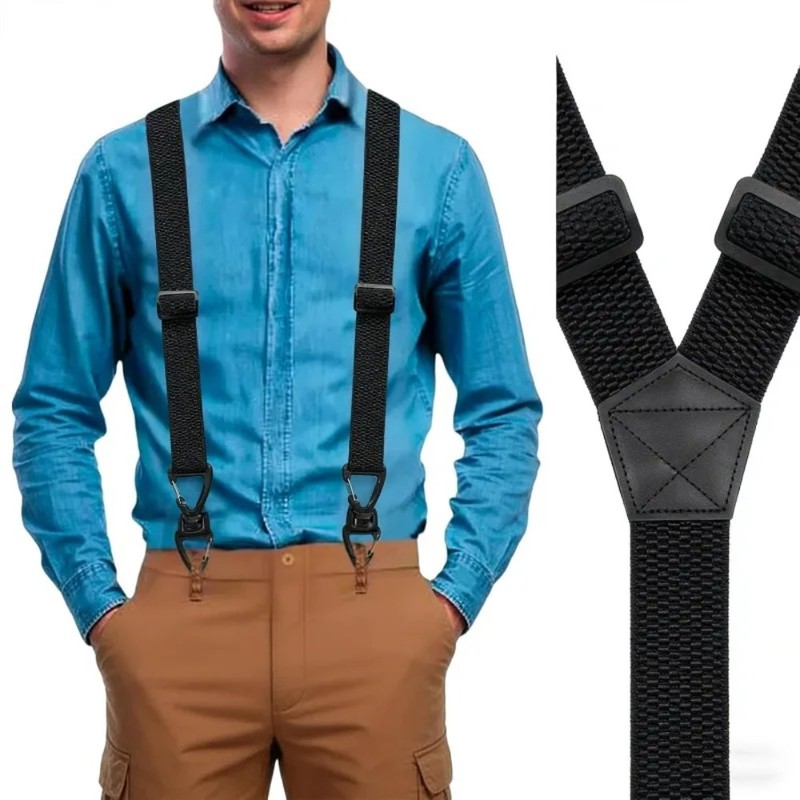 Men’s Work Suspenders for Trousers – 1.5-Inch Wide Adjustable Elastic