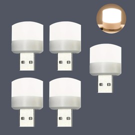 SHIYUGSC USB Lights by Night, Mini LED Bulb, Plug-in,Compact, Ideal for Bedroom, Bathroom, Nursery, Hallway, Kitchen Car USB Atmosphere Light (Warm Light, 5)