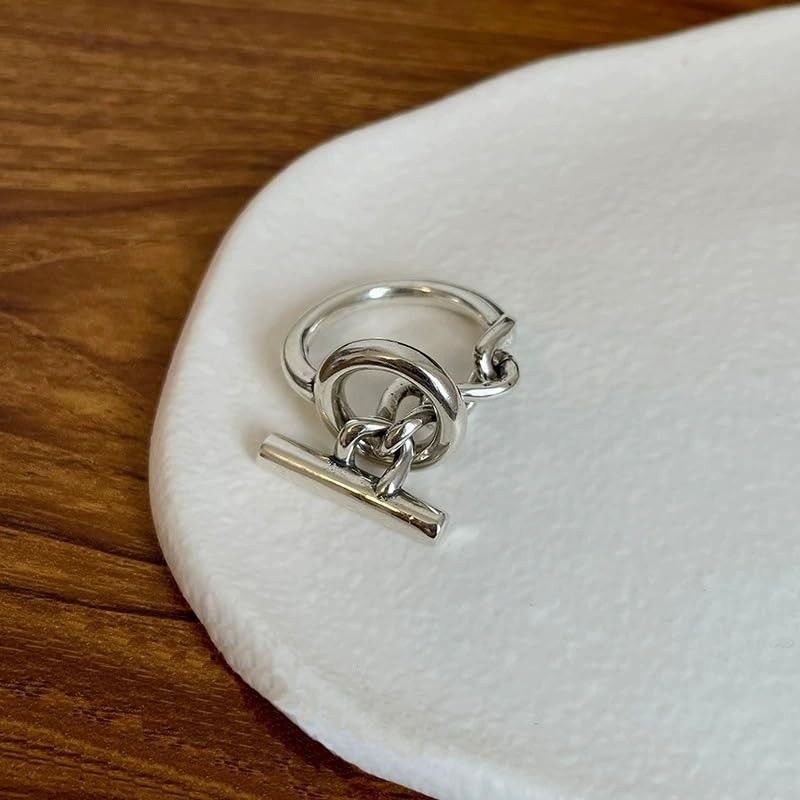 88flix Women's Anchor Chain Ring, Silver Ring, Pinky Ring, One