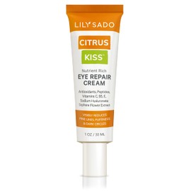 LILY SADO CITRUS KISS™ Eye Repair Cream - Antioxidant-Rich Natural Formula w/Peptides, Sodium Hyaluronate, and VITS C, B5 & E - Prevents Puffiness, Under-eye Wrinkles, Discoloration & Eye Bags - 1oz