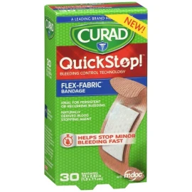 Curad QuickStop! Flex-Fabric Bandages 0.75 x 2.83 Inches 30 EA