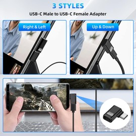 Puiseno USB-C Adapter, Supports Thunderbolt 5, 240 W, 80 Gbps, Compatible with All USB-C Devices Medium, Side and Vertical Angled, Pack of 3, Black