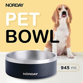 NORDAY | Platos para Perros y Gatos de Acero Inoxidable de Grado Alimenticio- 32oz Negro | Comederos para Perros y Gatos – Plato Bowl Mascota de Alta Calidad y Antiderrapante | Tazones para Perros