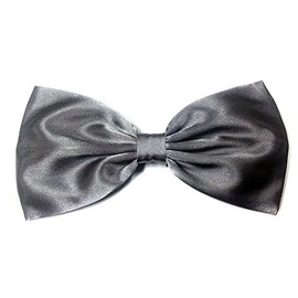 Shiny Silver Satin Hair Bow-large, Gray-for Girls, for Teens, for Women (Barrette)