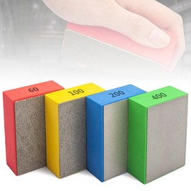 4 Pack Tile Polishing Pad Diamond Hand Polishing Pad Diamond Sanding Block Kit For Sanding Ceramic Tile Concrete Glass Stone Granite Marble（60# 100# 200# 400#）