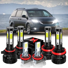 CHUSYYRAY For Toyota Sienna 2011 2012-2020 LED Headlight Hi-Low Beam Fog Light Bulbs Kit