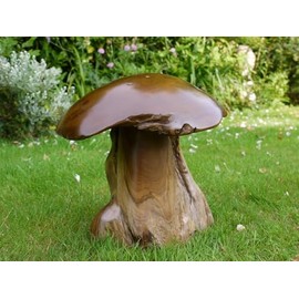 My Square Mile Wooden Mushroom Garden Ornament | Teak Wood For Indoor & Outdoor Use | Hand Carved Garden Sculpture (Large Teak (5kgs))