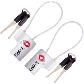 OW-Travel Cable Lock with Key (Set of 2) Suitcase Lock Padlock Luggage Lock Security Lock Key Lock TSA Lock Cable USA Lock for Travel Suitcase Locker Backpack (Silver)
