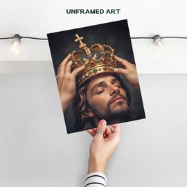 Jesus is King Christian Wall Art - The Christ Christian Living room Decor, Catholic Wall Decor, spiritual Home Decoration - Spiritual Print - Religious Signs - spiritual Room Picture - Religious Signs