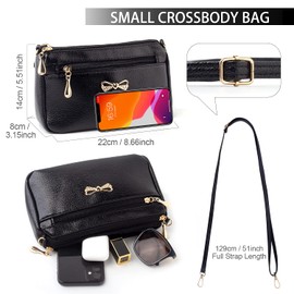 FULEI Black Handbag Small for Women Fashion Cross Body Bag Soft PU Leather Shoulder Bag with Zip