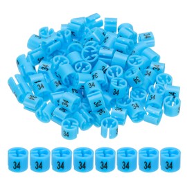 PATIKIL 100 Pcs Clothes Hanger Markers Number 34 Tags Fit 3mm Rod Garment Size Tag Hanger Clips Round Color Coding Label for Clothing Hangers, Blue