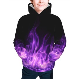 HaniLav Kids Novelty 3D Printed Sweatshirt Girl Boy Galaxy Pullover Hoodies,Purple Fire,S