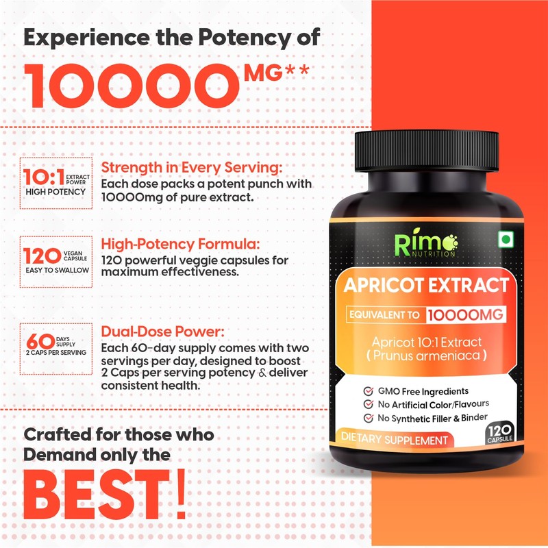 Rimo Nutrition Apricot Capsules (120 Capsules) (Pack of 1)
