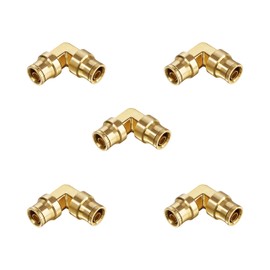 5PCS 90° Union Elbow Push-to-Connect Fittings – Brass C36000 Air Line Connectors for Truck & Industrial Pneumatic Systems (3/8''OD)