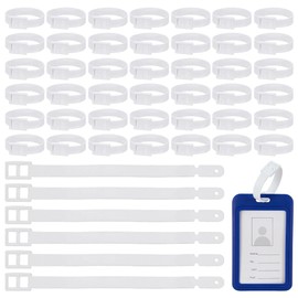 FINGERINSPIRE 50 Pcs White Plastic Luggage Tag Strap with Secure Post and Notch Buckle PVC Suitcase Name Tag Holders Replacement Loop Belts Strap for Backpacks ID Card Travel Hanging Accessories