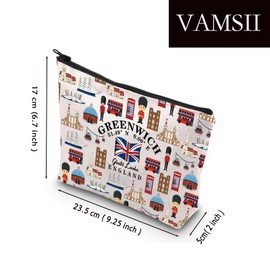 VAMSII Greenwich Travel Gift Greenwich London Greenwich England London Lover Cosmetic Bag Greenwich Landmark UK Flag (GREENWICH)
