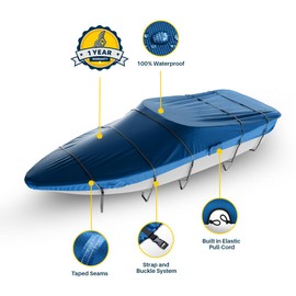 Seal Skin Covers Universal Boat Cover, Waterproof Marine-Grade Cover for 14'-16' L & Up to 90" W, Heavy-Duty & UV-Resistant, Ideal for Bass Boats, V-Hull, Fishing & Runboat