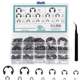 Snap Ring Retaining Ring 450 Pieces 13 Sizes 1.5 m - 15 m Carbon Steel Set Circlip Locking Ring Washer with Plastic Box 1 Piece Pliers