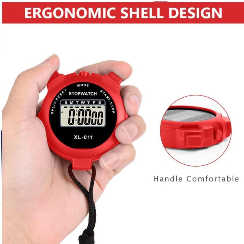 Sports Stopwatch Timer Lap Split Digital Stopwatch with Clock Calendar