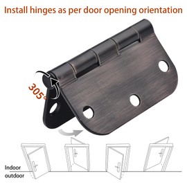 24 Pack Door Hinges, 3.5 x 3.5 Inch Oil Rubbed Bronze Hinges for Wood 5/8'' Radius Corners Interior Door Hinges, 3 1/2 Inch Door Hinges for Residential Doors