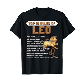 Leo Zodiac Birthday Gift Top 10 Rules Of Leo Gift Funny T-Shirt
