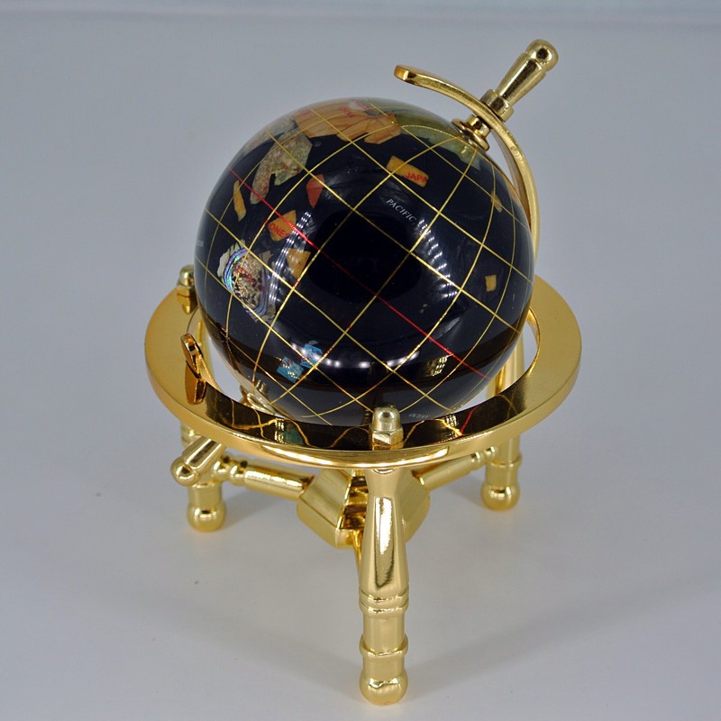 Unique Art 80-GT-BLACK-GOLD 6-Inch by Black Onyx Ocean Mini Table